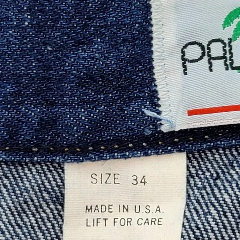 Vintage 80s Palmettos Womens 34X30 Dark Wash Denim High‎ Waist Mom Jeans